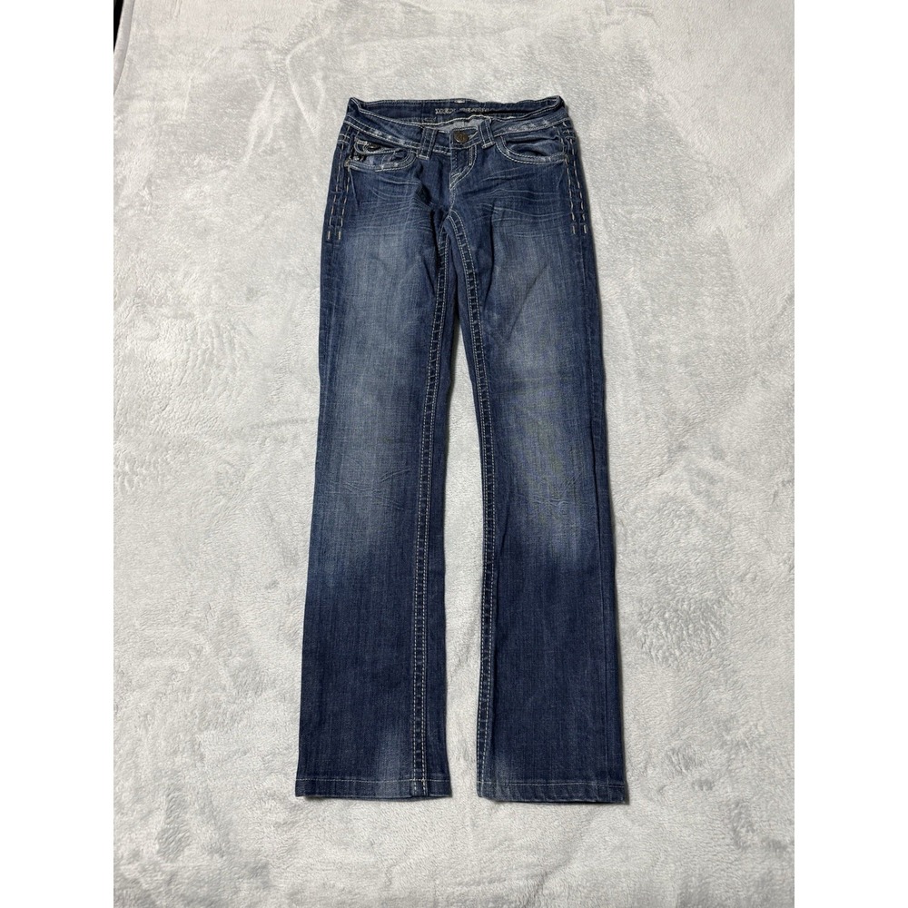 MEK Jakarta Bootcut Jean Womens 23 Flap Pockets Blue Distressed 23x28.5
